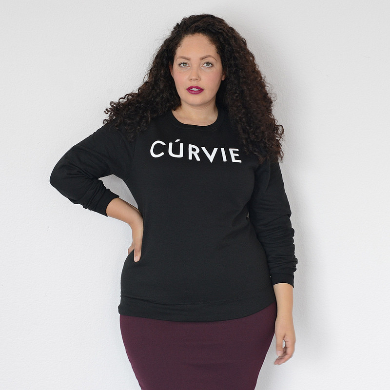 Girl With Curves Off Shoulder Sweatshirt