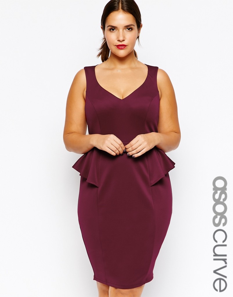 ASOS Deep Plunge Peplum Marsala