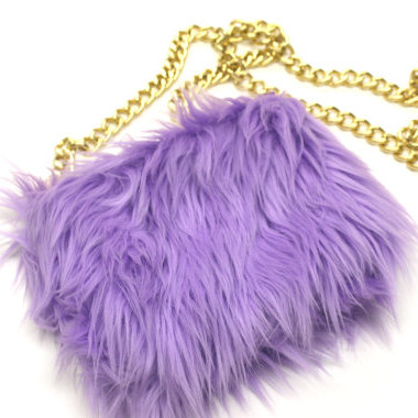 Purple fur online purse