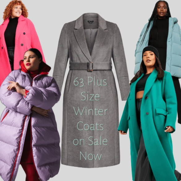 Collage of winter 2023 plus size winter coats